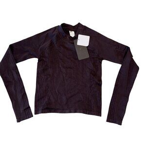 NWT Fabletics Seamless Mock Neck Deep Plum Long-Sleeve Top Women's Size X-Small